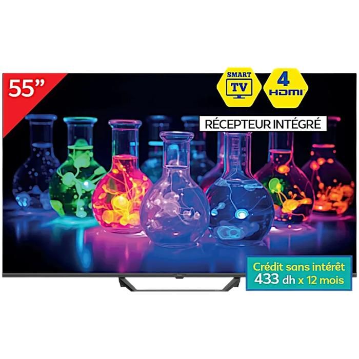Smart TV 55" QLED 4K UHD Smart Google TV, Dolby Vision, HDR10+, HDMI x4, 2 ans garantie + Support Gratuit, H55S80FUX