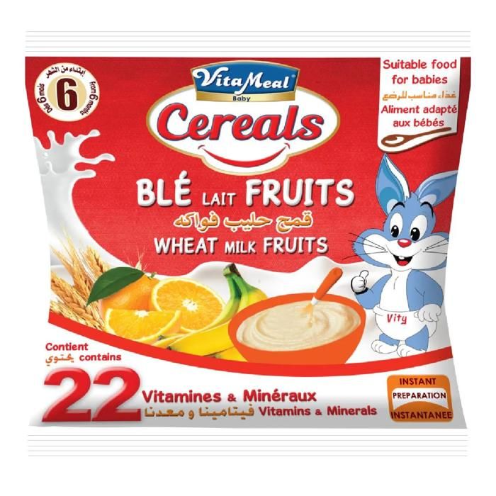 Farine bébé aux céréales blé lait et fruits 50g - VITAMEAL