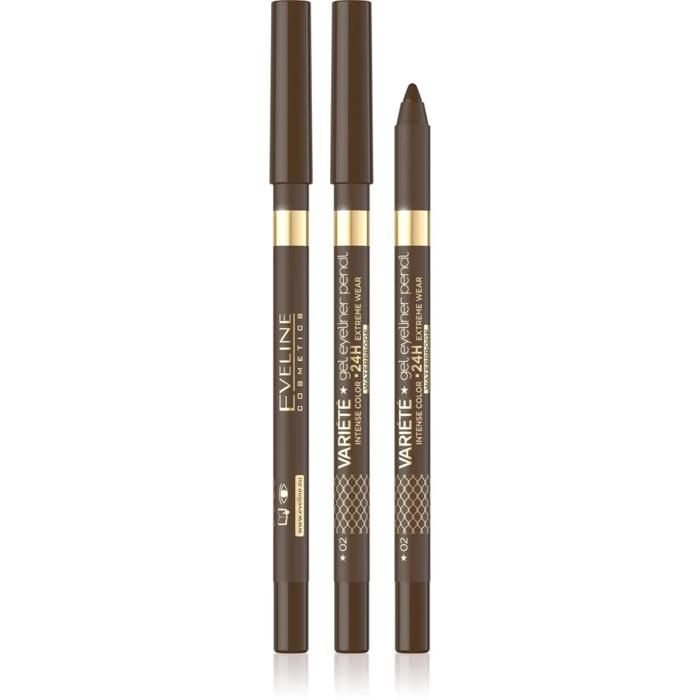 Crayon gel eyeliner - EVELINE - Variété N°02 - Marron - Texture crémeuse - Tenue longue durée