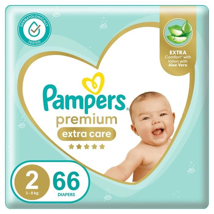 Pampers Premium Care Taille 2 (3-8 kg) - Pack de 66 Couches - Protection Douceur