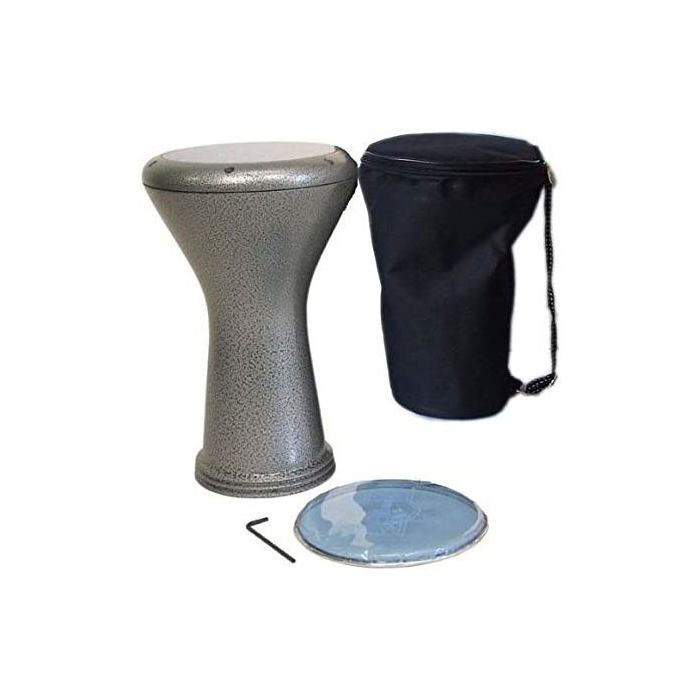 Derbouka professionnelle - GENERIC - 22 cm - 8 tirants - Peau de rechange - Housse de protection