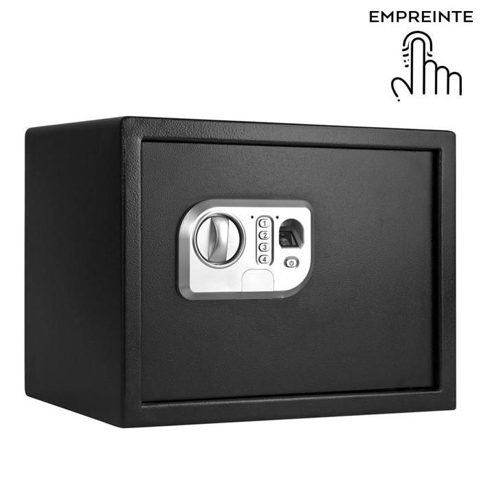 Coffre-Fort Électronique de sécurité Empreinte Digitale Biométrique Avec Code PIN et 2 Clés et étagère - 30x38x30cm