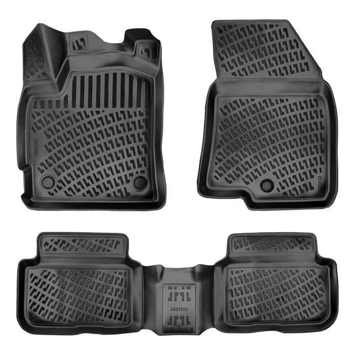Tapis de sol voiture - Dacia Logan 2021 - Noir - Haute qualité - Marque Rizline