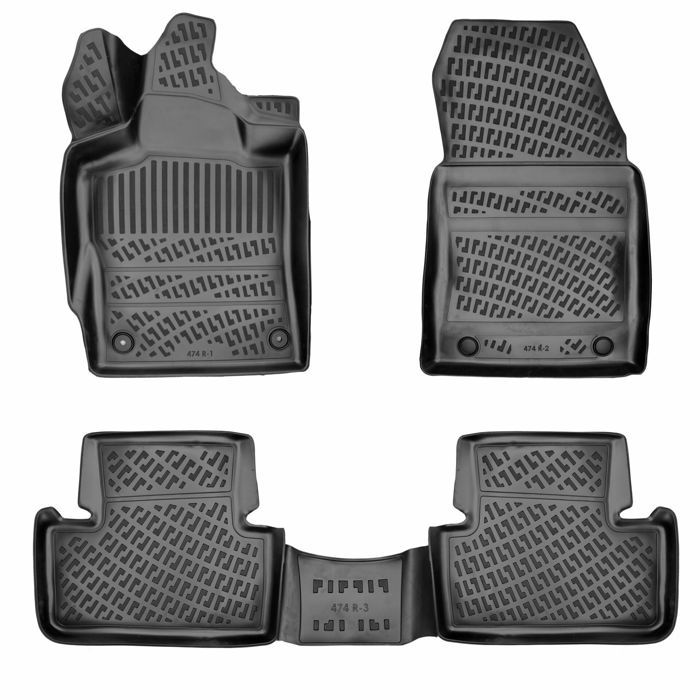 Tapis de sol voiture - Peugeot 308 - Noir - Haute qualité - Marque Rizline