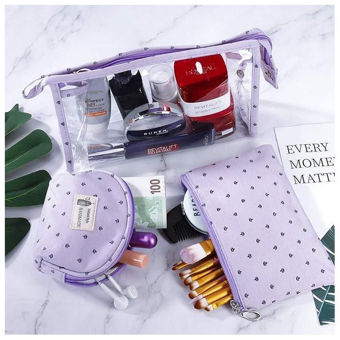Trousse de maquillage transparente, trousse de toilette en PVC imperméable pour femmes, trousse de maquillage de voyage