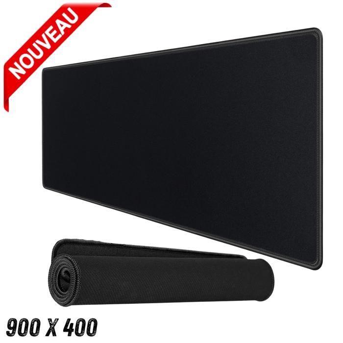 Tapis Gamer  Résistant à l’Eau et Anti-Dérapant, Mouse pad XXXL pour clavier Noir 900x400 mm