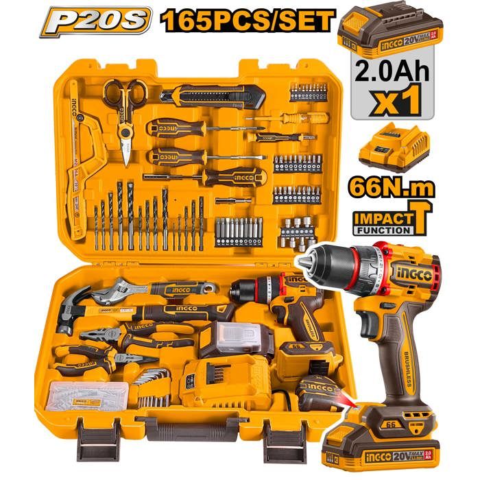 INGCO - Coffret visseuse 20V + 164 outils/accessoires
