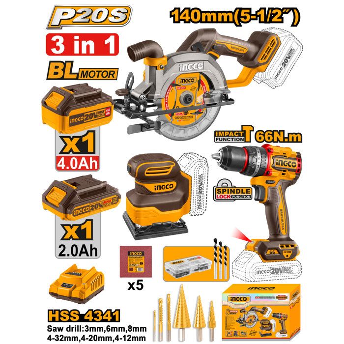 Votre atelier mobile signé INGCO – Kit 3 pièces sans fil