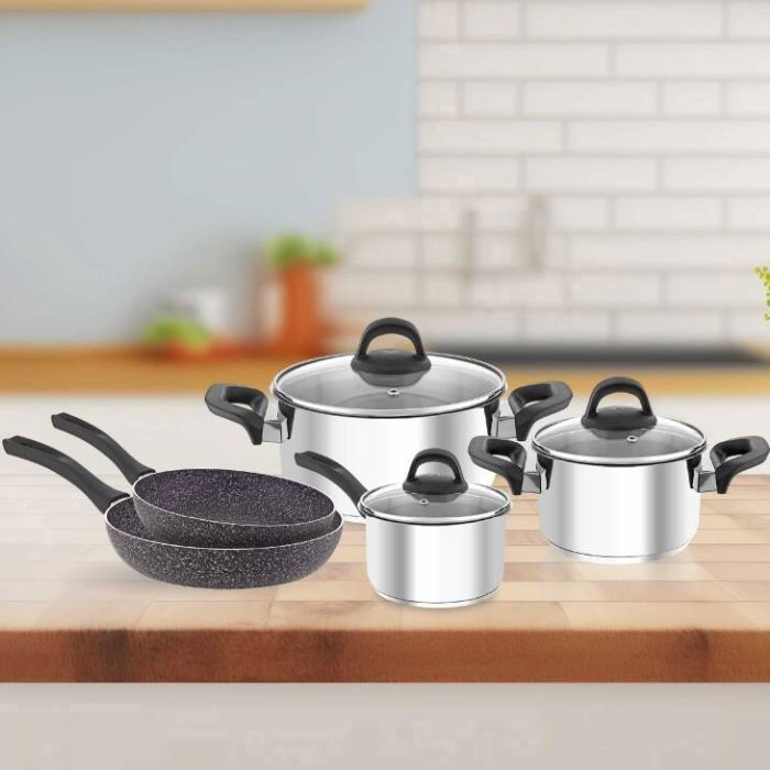 Batterie de cuisine 8 pièces Anett inox Hascevher (16-18-22-20-26 cm)