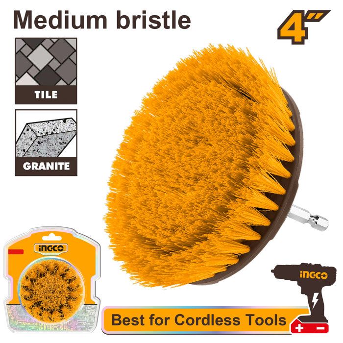 INGCO - Brosse de nettoyage 4" pour visseuse à poils souples