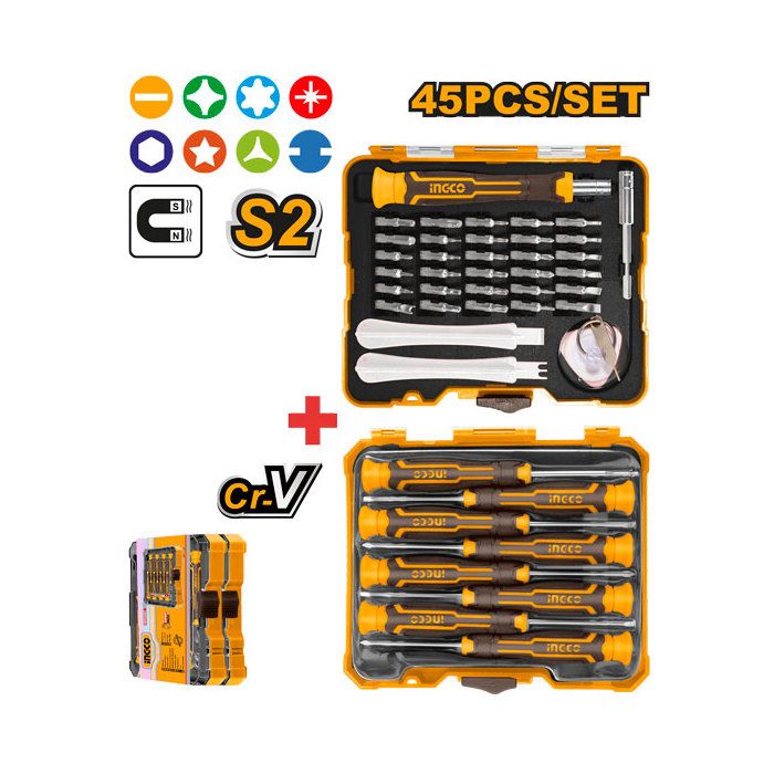 INGCO - Jeu de tournevis de précision 37 PCS