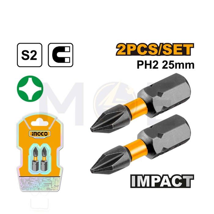 INGCO - Jeu de 2 embouts S2 PH2 25mm