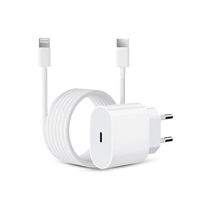 Chargeur iPhone Type C - Compatible avec Tous iPhone - Blanc - Prise+Cable