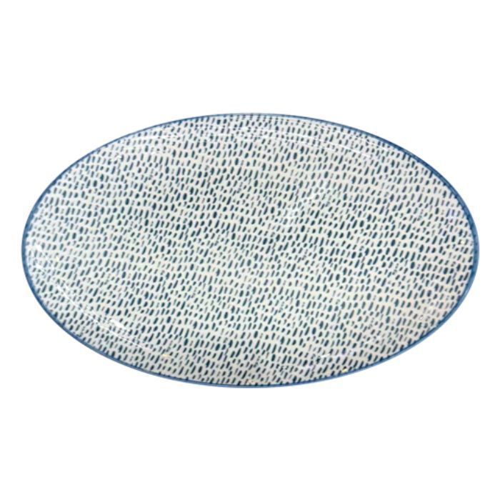 Service de table en porcelaine 19 pièces motif pointillé - DS-19C - Bleu