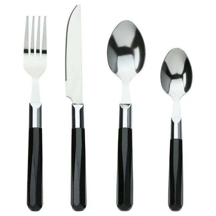 Ménagère en inox 24 pièces manche effet bois noir A1/M6