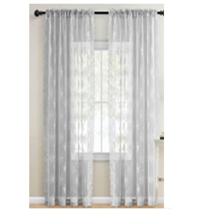 Rideau de fenêtre en dentelle – 140 x 240 cm – 100 % polyester – TP-MLK37- BLANC