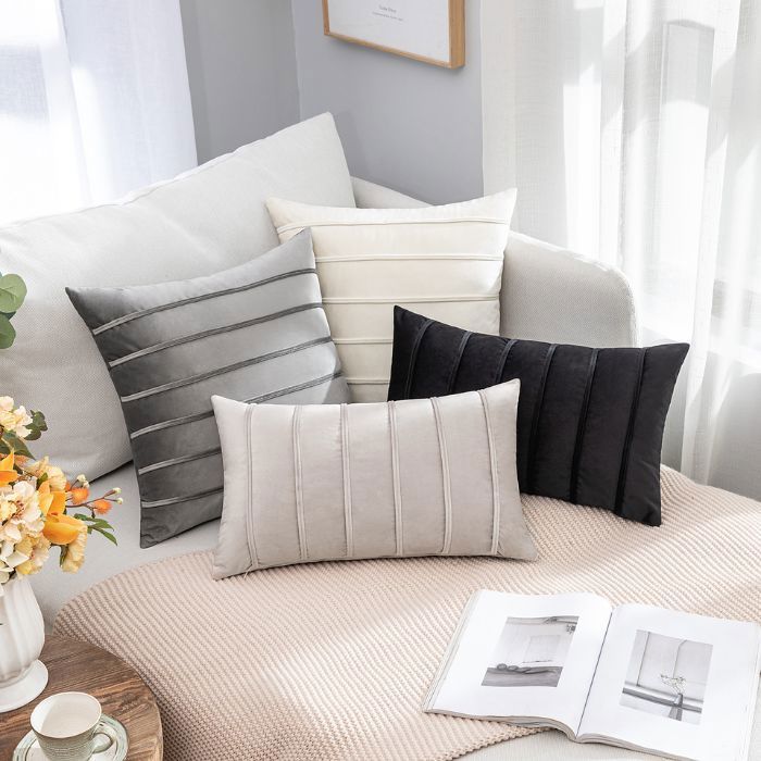Coussin en velours 45 x 45 cm 100 % polyester 220 g - Gris
