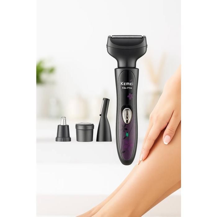 Kemei KM-7114 – Kit Épilateur 4 en 1 pour le Visage et le Corps