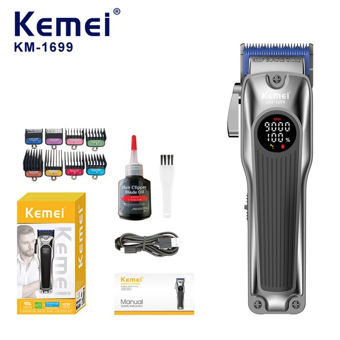 Kemei KM-1699 – Tondeuse à Cheveux Professionnelle avec Lame Réglable et Écran LCD