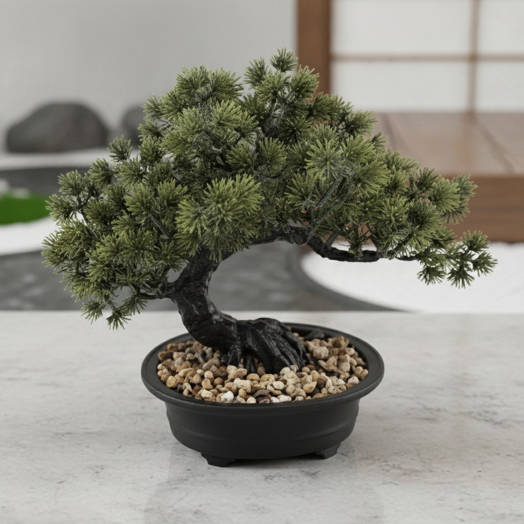 Plante artificielle Bonsai 24 cm HDE7738 – Décoration zen réaliste et sans entretien - Marjane Mall - Image 2