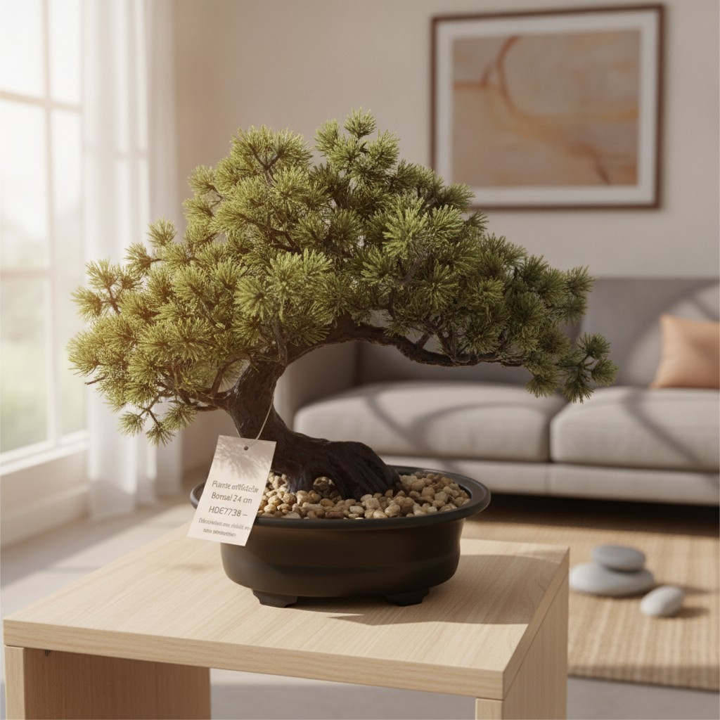 Plante artificielle Bonsai 24 cm HDE7738 – Décoration zen réaliste et sans entretien - Marjane Mall - Image 3