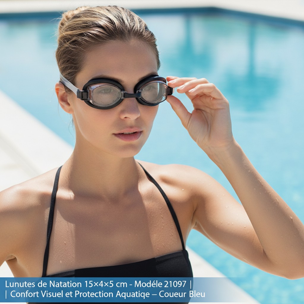 Lunettes de Natation 15×4×5 cm – Modèle 21097 | Confort Visuel et Protection Aquatique – Couleur Bleu - Marjane Mall - Image 4