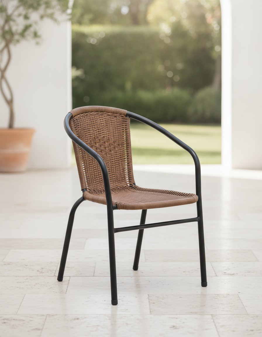 Chaise Rotin Noir 54 x 61 x 73 cm – Élégance Naturelle et Confort Durable - Marjane Mall - Image 6