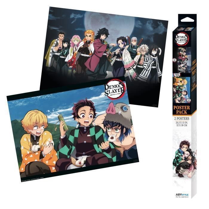Posters Chibi - ABYstyle - Demon Slayer - Set de 2 - 52x38 cm - Papier brillant - Décoration murale