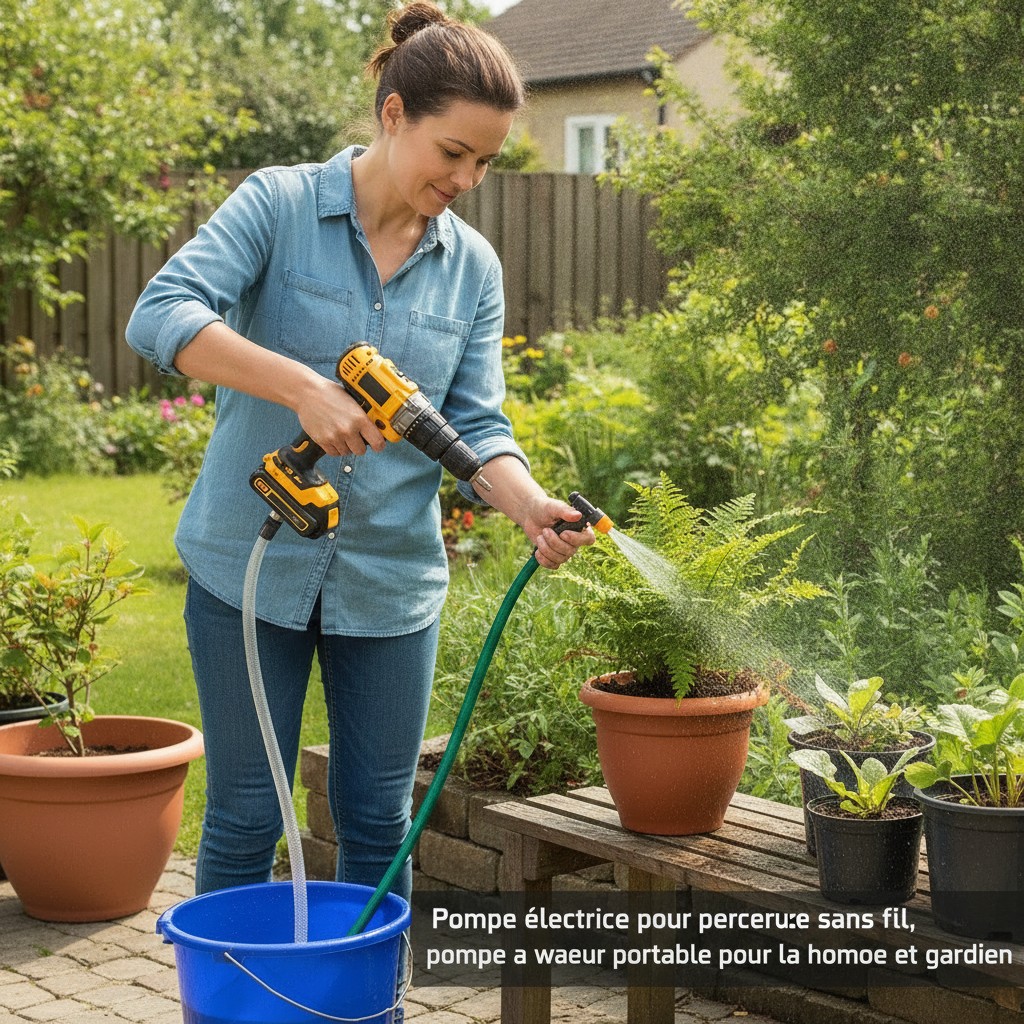 Pompe électrique pour perceuse sans fil, pompe à eau portable pour la maison et le jardin(couleur et design aléatoire) - Marjane Mall - Image 4