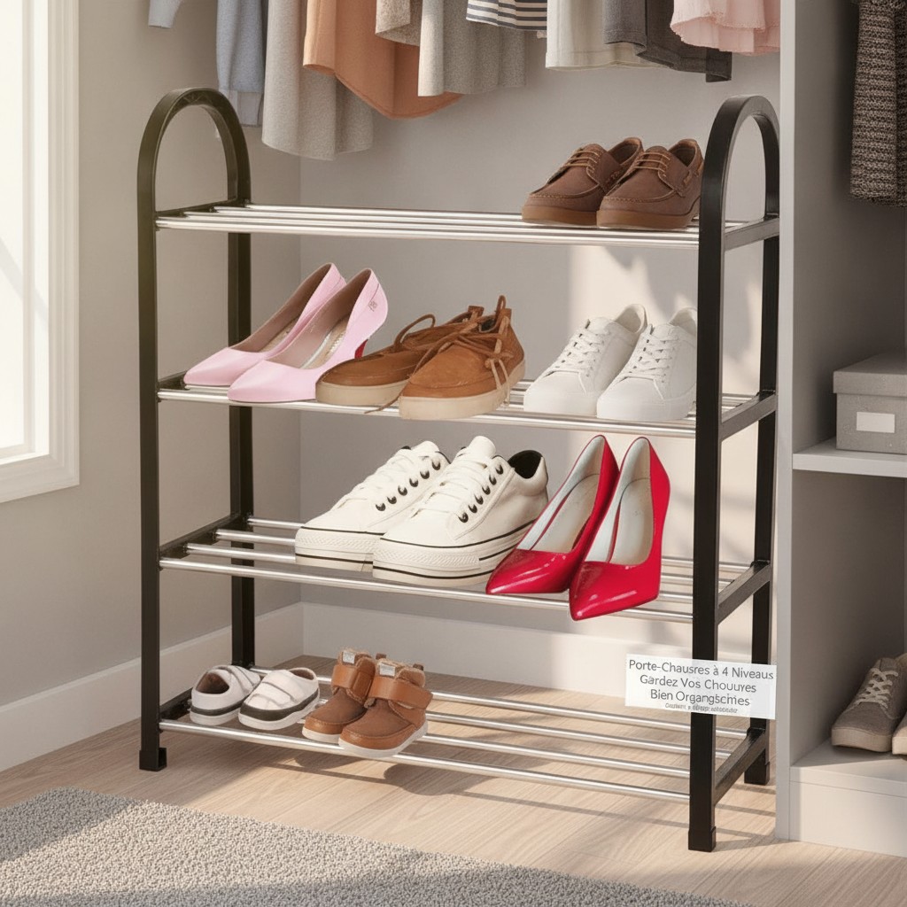 Porte-Chaussures à 4 Niveaux Gardez Vos Chaussures Bien Organisées(couleur et design aléatoire) - Marjane Mall - Image 3