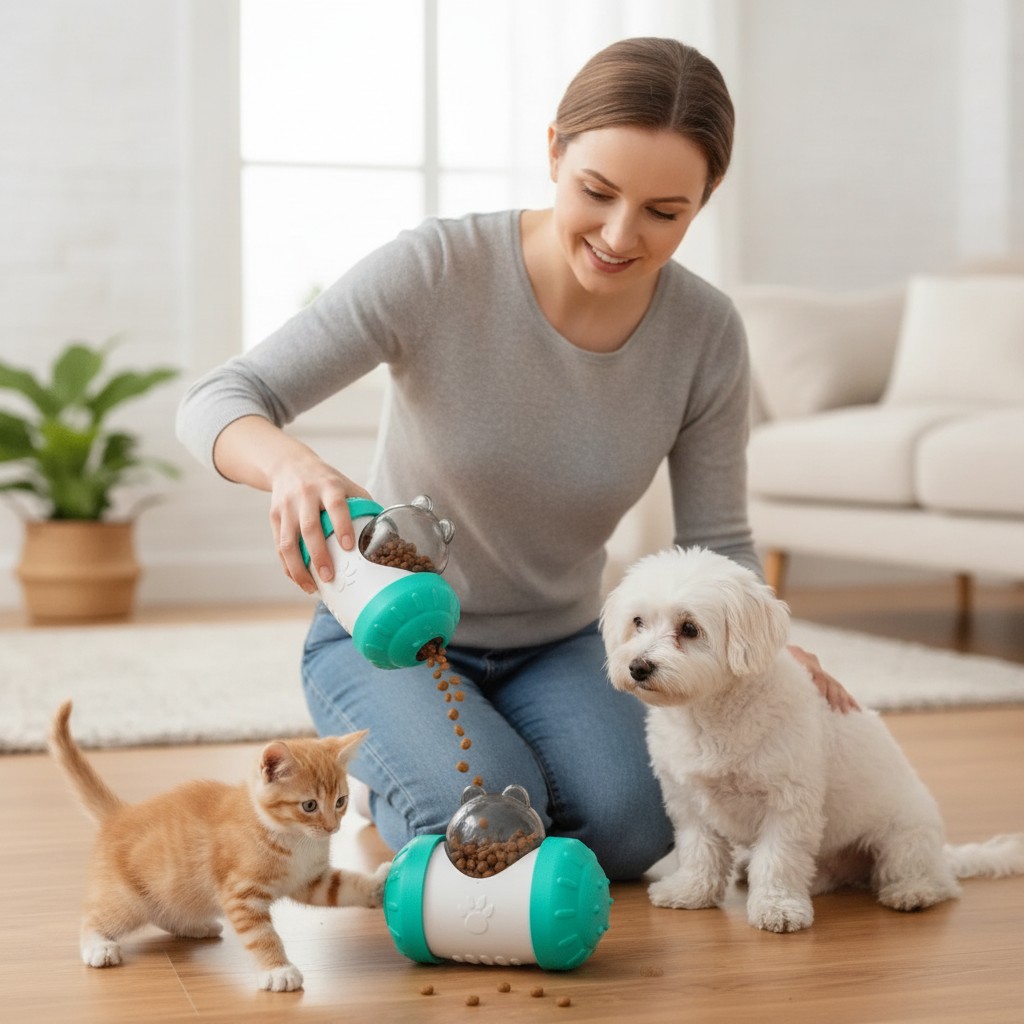 Jouet distributeur de croquettes interactif pour chiens et chats (couleur et design aléatoire) - Marjane Mall - Image 4