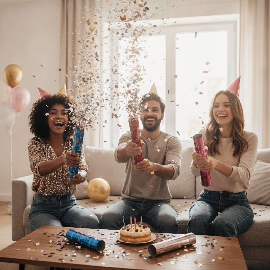 Ensemble de Trois Party Popper pour Anniversaires et Événements(couleur et design aléatoire) - Marjane Mall - Image 4