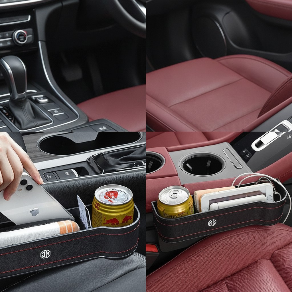 Boîte de rangement pour siège de voiture avec porte gobelet à intervalle(couleur et design aléatoire) - Marjane Mall - Image 3