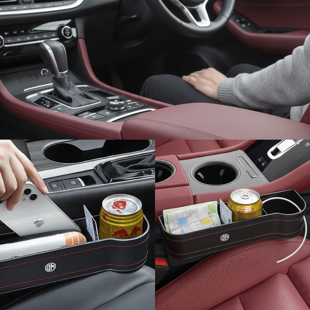 Boîte de rangement pour siège de voiture avec porte gobelet à intervalle(couleur et design aléatoire) - Marjane Mall - Image 4