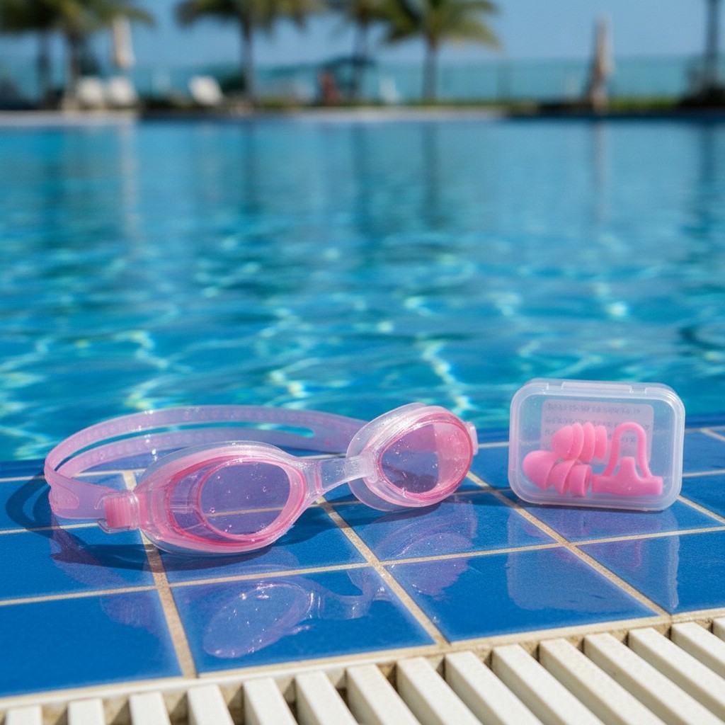 Ensemble Plongée Rose Lunettes de Natation avec Bouchon d'Oreille et Clip de Nez(couleur et design aléatoire) - Marjane Mall - Image 3