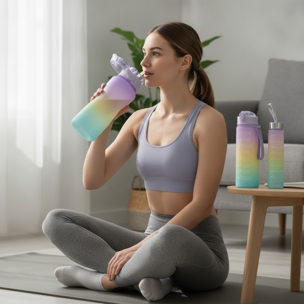Lot de 3 bouteilles d’eau motivantes étanches pour sport et plein air(couleur et design aléatoire) - Marjane Mall - Image 4