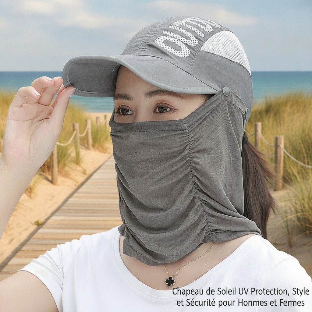 Chapeau de Soleil UV Protection,Style et Sécurité pour Hommes et Femmes(couleur et design aléatoire) - Marjane Mall - Image 3