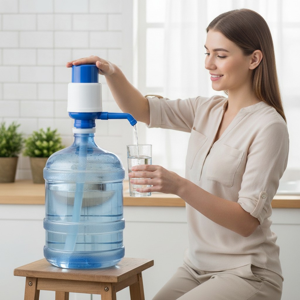 Distributeur d'eau en bouteille Pompe à eau manuelle(couleur et design aléatoire) - Marjane Mall - Image 4