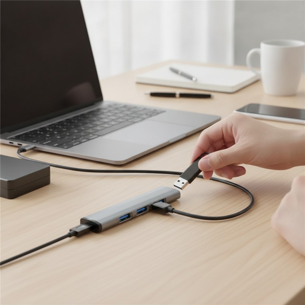 Hub USB-C 4 ports USB 3.0 pour ordinateur portable et appareils mobiles(couleur et design aléatoire) - Marjane Mall - Image 4