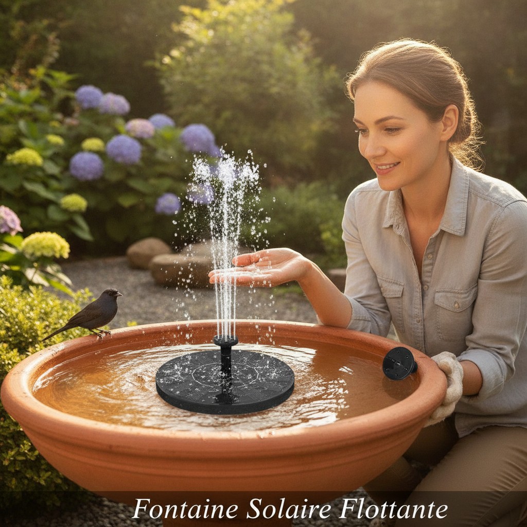 Fontaine Solaire Flottante, une Touche Magique pour Votre Jardin(couleur et design aléatoire) - Marjane Mall - Image 4