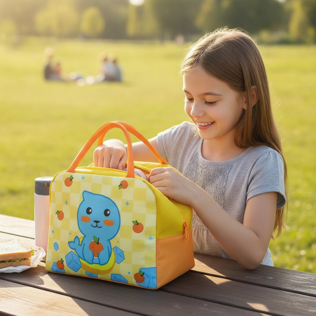 Sac Isotherme Lunch Bag pour Enfant Phoque & Fruit - Parfait pour le Goûter et les Sorties(couleur et design aléatoire) - Marjane Mall - Image 4