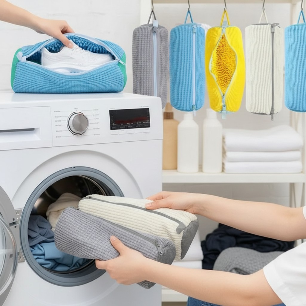 Sac de lavage pour baskets et chaussures de sport, filet de nettoyage pour machine à laver (couleur et design aléatoire) - Marjane Mall - Image 4