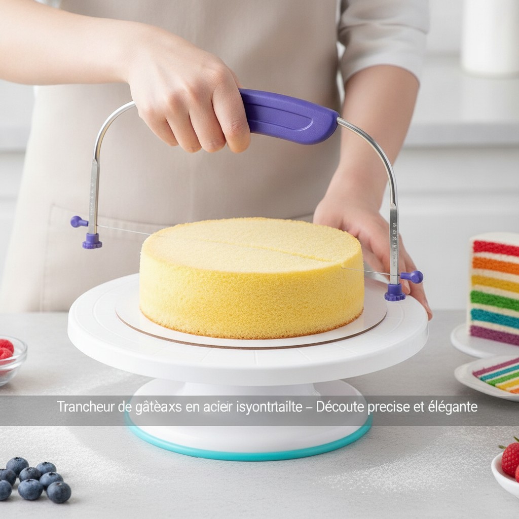 Trancheur de gâteaux en acier inoxydable – Découpe précise et élégante (couleur et design aléatoire) - Marjane Mall - Image 4