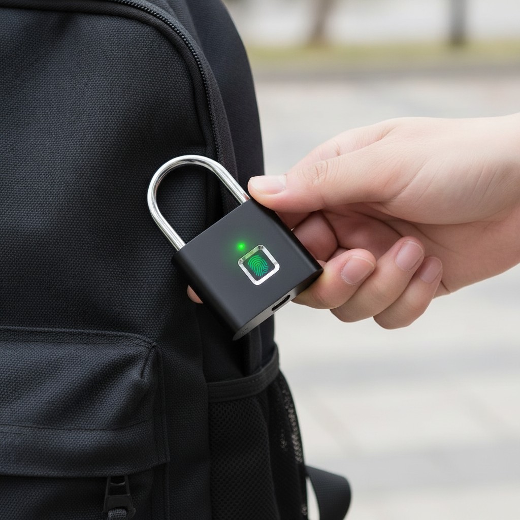 Cadenas biométrique rechargeable USB – Serrure étanche IP67 pour intérieur et extérieur(couleur et design aléatoire) - Marjane Mall - Image 4