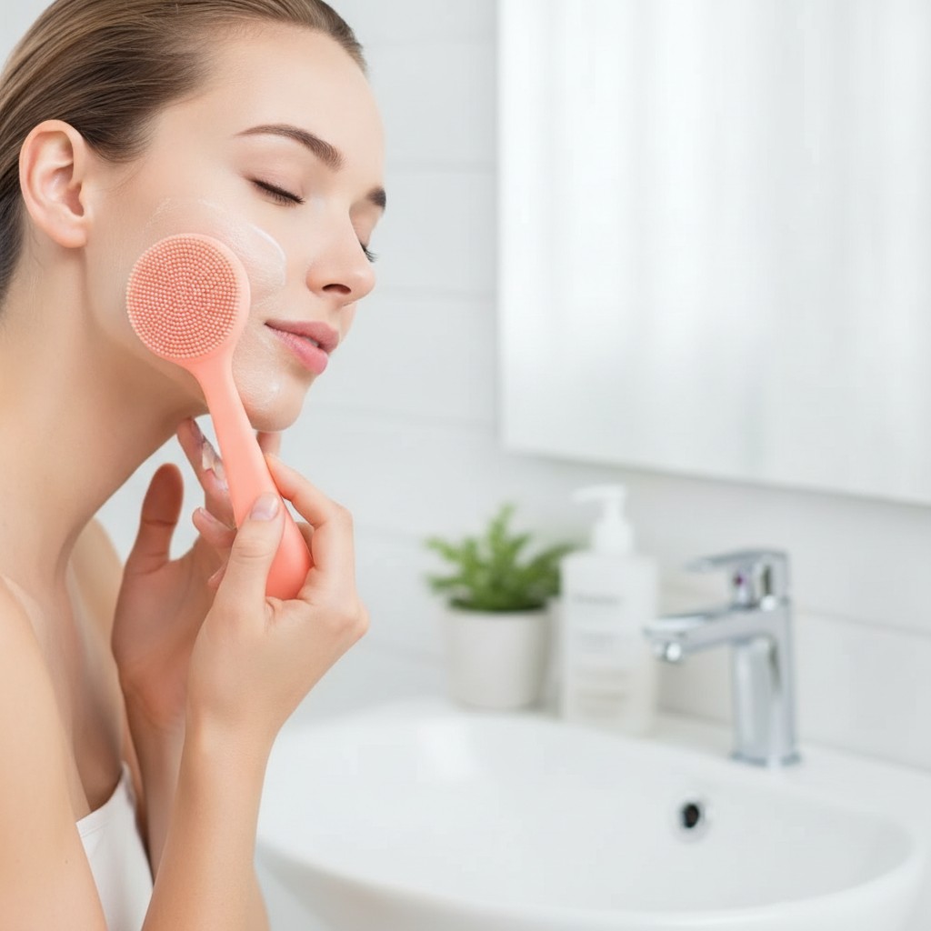 Brosse nettoyante en silicone, pour soins de peau et Dissolvant de points noirs(couleur et design aléatoire) - Marjane Mall - Image 4