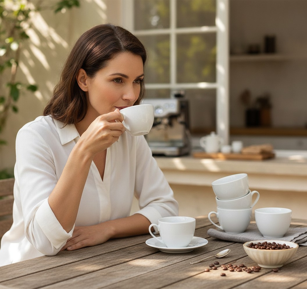 6 tasses à café pour expresso avec 6 soucoupe en céramique(couleur et design aléatoire) - Marjane Mall - Image 4