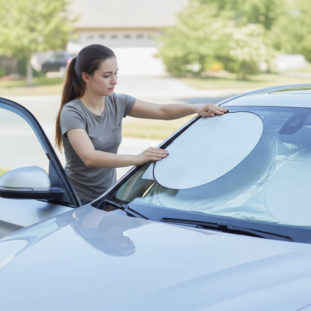 Pare-soleil pliable pour pare-brise de voiture, protection UV pour un habitacle plus frais(couleur et design aléatoire) - Marjane Mall - Image 4