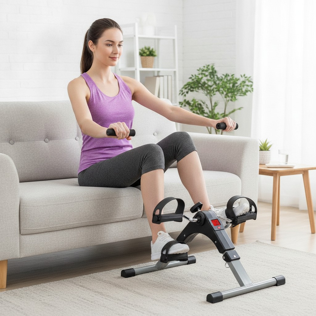 Mini Vélo d'Exercice Pliable avec Écran LCD pour Entraîner Les Jambes Bras(couleur et design aléatoire) - Marjane Mall - Image 4