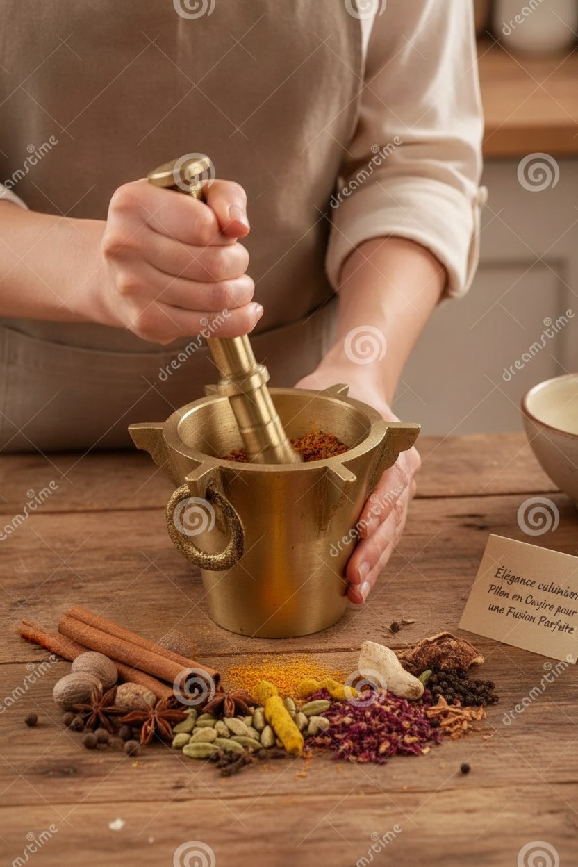 Élégance culinaire Pilon en Cuivre pour une Fusion Parfaite(couleur et design aléatoire) - Marjane Mall - Image 4