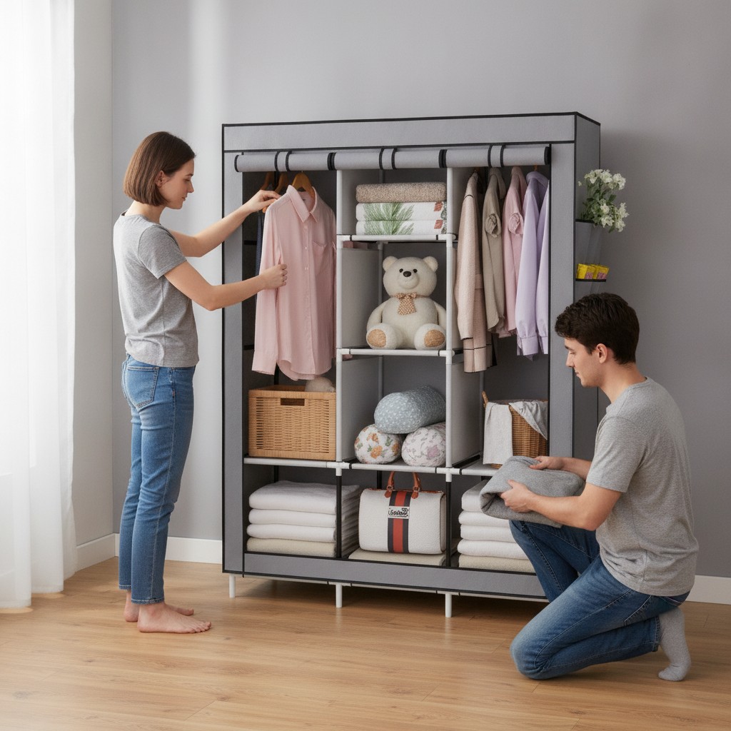 Armoire de rangement pour vêtements, placard pratique pour organiser vos habits.(couleur et design aléatoire) - Marjane Mall - Image 4